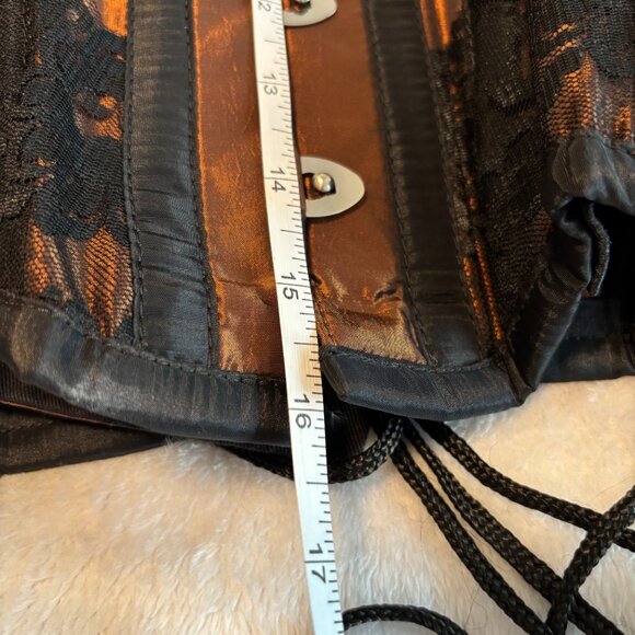 Metallic Brown Overbust Corset with Black Lace - Burleska - Picture 8 of 12